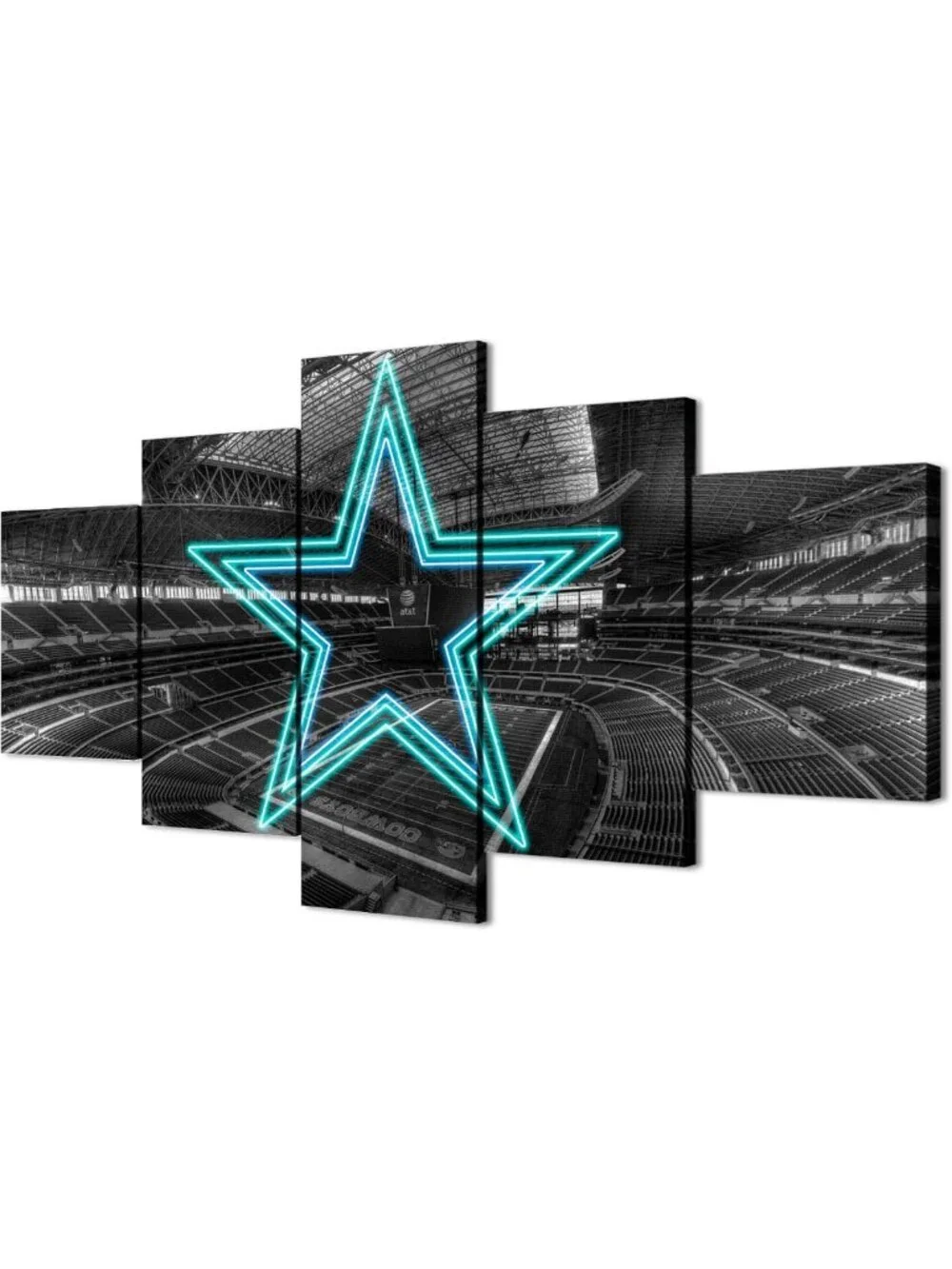 American Football Canvas Print Set - Neon Cowboys Stadium Wall Art Decor